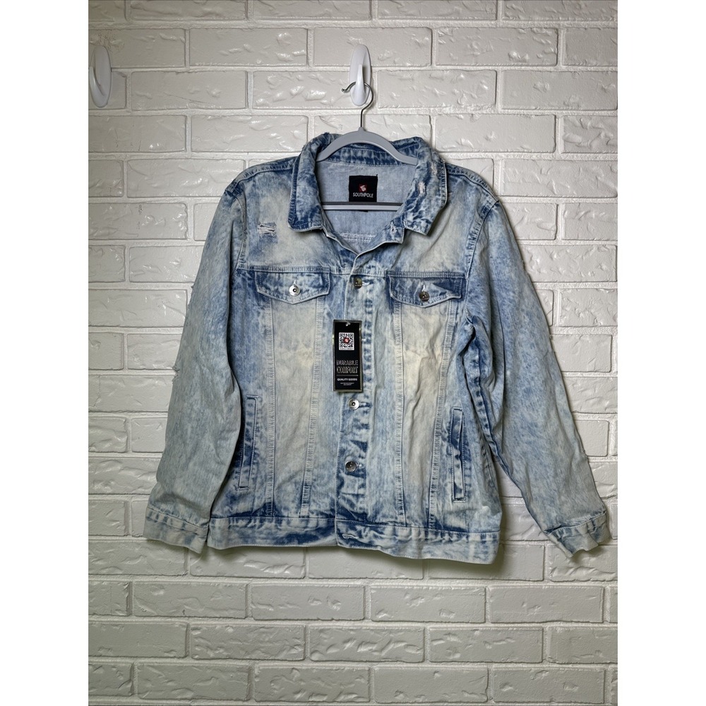 VINTAGE NWT Southpole Denim Jacket Mens XL Acid Wash Button Up Jean Streetwear